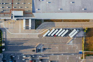 Aerial View Semi-container Trucks Wallpaper