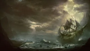 Aesthetic Abandoned Pirate Ship Wallpaper