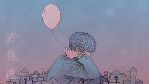 Aesthetic Anime Desktop Boy Holding Balloon Wallpaper