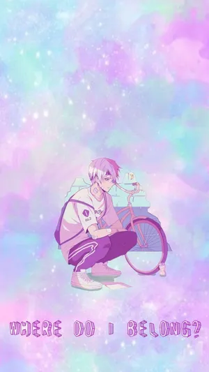 Aesthetic Anime Man With Bike Phone Wallpaper
