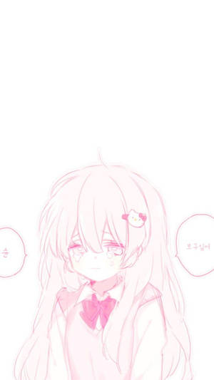 Aesthetic Anime Sad Girl Drawing Wallpaper