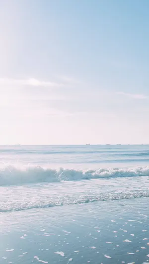 Aesthetic Beach In Pastel Blue Wallpaper
