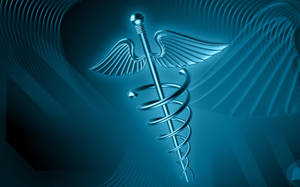 Aesthetic Blue Medical Staff Logo Wallpaper