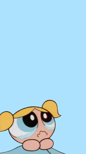 Aesthetic Cartoon Powerpuff Girl Bubbles Sad Wallpaper