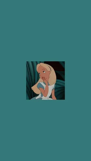 Aesthetic Cartoon Shy Alice In Wonderland Wallpaper