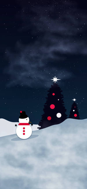 Aesthetic Christmas Iphone Of Snowman Wallpaper