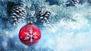 Aesthetic Christmas Red Ornaments Laptop Wallpaper