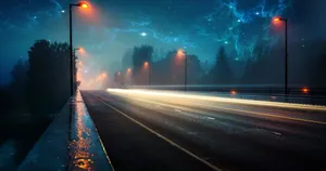 Aesthetic Chromebook Empty Night Road Wallpaper