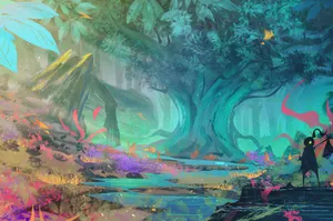 Aesthetic Chromebook Forest Art Wallpaper