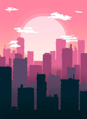 Aesthetic City Silhouette Graphic Wallpaper