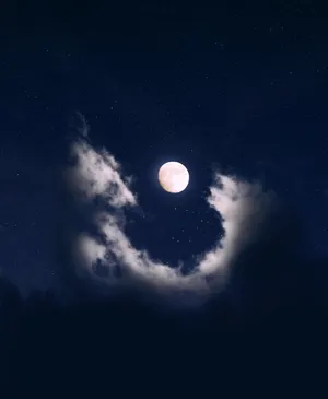 Aesthetic Clouds Surrounding The Moon Wallpaper