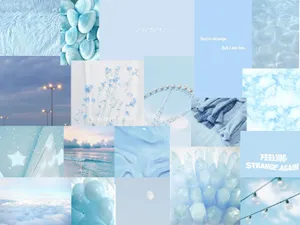 Aesthetic Collage Taking You Through A Tranquil Journey Of Blues Wallpaper