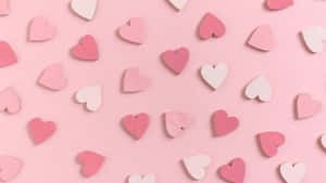 Aesthetic Computer Light Pink Patterned Hearts Wallpaper