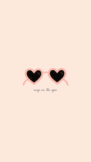 Aesthetic Cute Valentines Heart Glasses Wallpaper