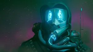 Aesthetic Cyberpunk Warrior In Costume Wallpaper
