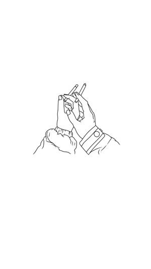 Aesthetic Drawing Of Hands With Cigarettes Wallpaper