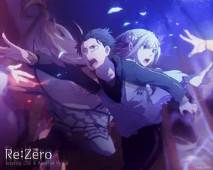 Aesthetic Emilia And Subaru In Re Zero Wallpaper