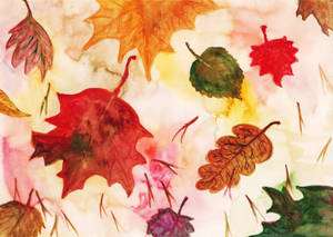 Aesthetic Fall Leaves Illustration Wallpaper