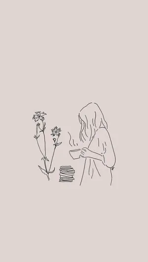 Aesthetic Girl Outline Art Wallpaper