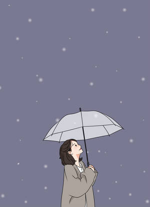 Aesthetic Girl With Umbrella Wallpaper