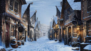Aesthetic Harry Potter Diagon Alley Winter Wallpaper