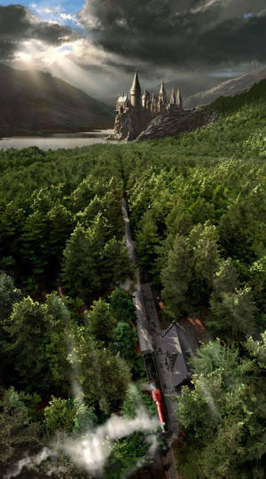 Aesthetic Harry Potter Hogwarts Express Aerial Wallpaper
