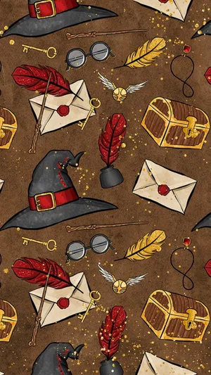 Aesthetic Harry Potter Things Pattern Wallpaper