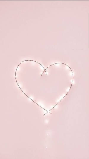Aesthetic Heart String Lights Wallpaper