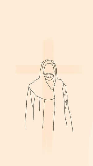 Aesthetic Jesus Drawing On Parchment Wallpaper
