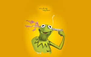Aesthetic Kermit Sharing His Beautiful Green Colors Wallpaper