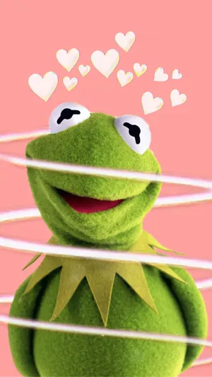 Aesthetic Kermit With Hearts Wallpaper