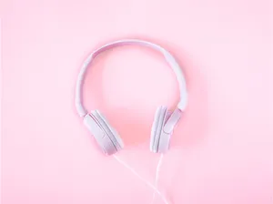Aesthetic Minimalist Pink Headphone Wallpaper
