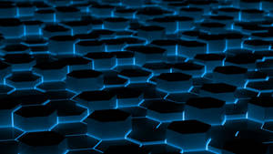 Aesthetic Neon Blue Lights Hexagon Wallpaper