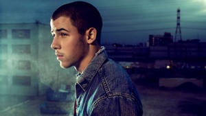 Aesthetic Nick Jonas In Denim Wallpaper