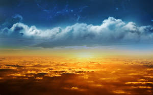 Aesthetic Orange And Blue Clouds Wallpaper