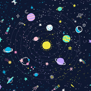 Aesthetic Outer Space Cartoon Art Wallpaper