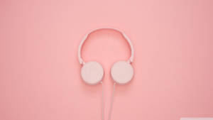 Aesthetic Peach Headphones Laptop Wallpaper