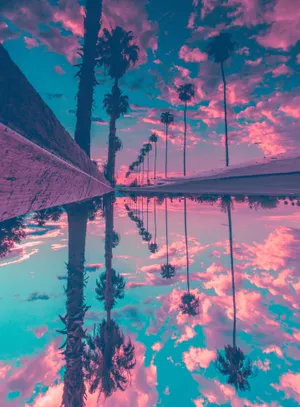 Aesthetic Phone Reflective Lake Wallpaper