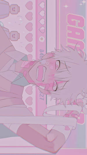 Aesthetic Pink Anime Angry Boy Wallpaper