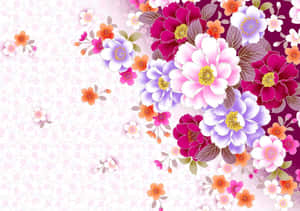 Aesthetic Pink Floral Design Wallpaper