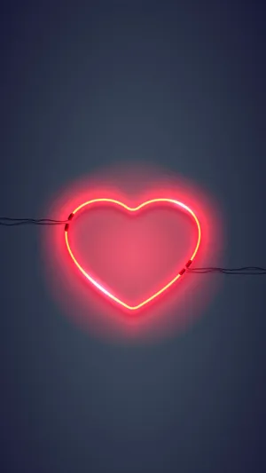 Aesthetic Pink Iphone Neon Red Heart Wallpaper