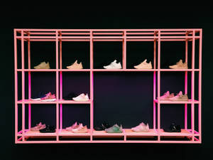 Aesthetic Pink Shoe Rack Wallpaper