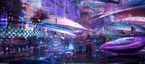 Aesthetic Purple Concept Dystopia Cyberpunk Wallpaper