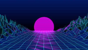 Aesthetic Purple Neon Computer Generated Sunset Wallpaper