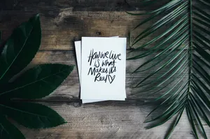 Aesthetic Quotes Leaf And Fern Wallpaper
