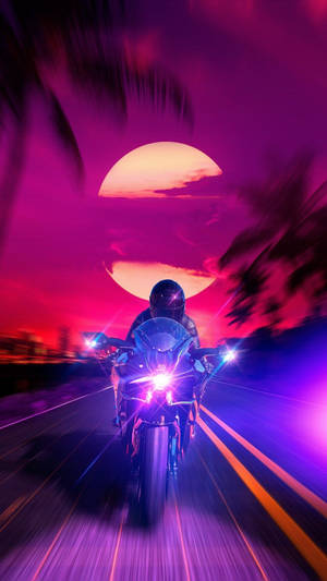 Aesthetic Retro Motorcycle Rider Wallpaper