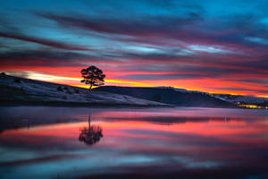 Aesthetic Sky With Streaks Of Orange Wallpaper