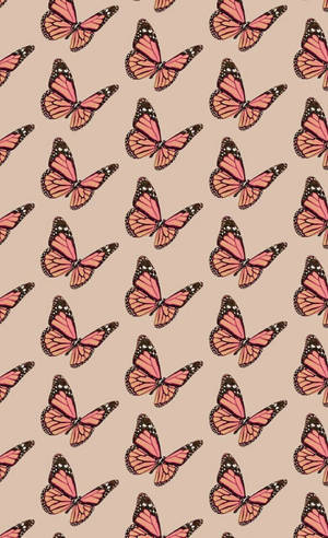 Aesthetic Vintage Ipad Pink Butterflies Wallpaper