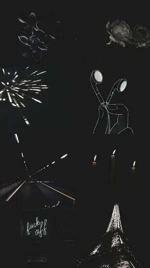 Aesthetic White And Black Iphone Lighting And Fireworks Wallpaper