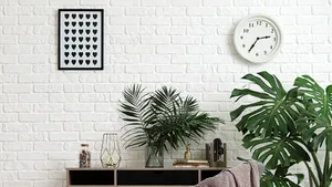 Aesthetic White Brick Wall Zoom Background Wallpaper